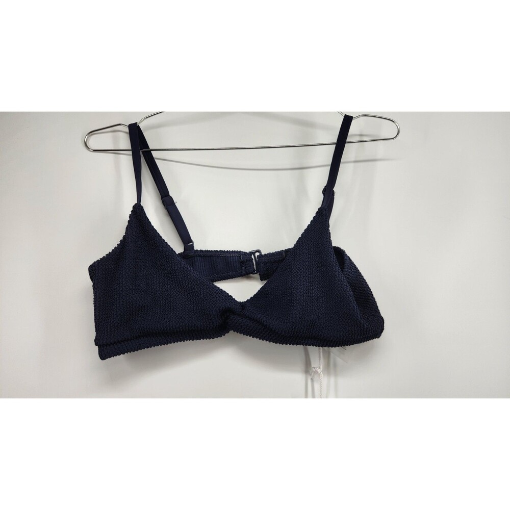 Good American Ink Blue Large Textured Always Fits Twist‎ Bikini Top NWT